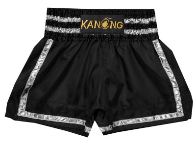 Pantaloncini Thai Boxe Kanong : KNS-140-Nero-Argento